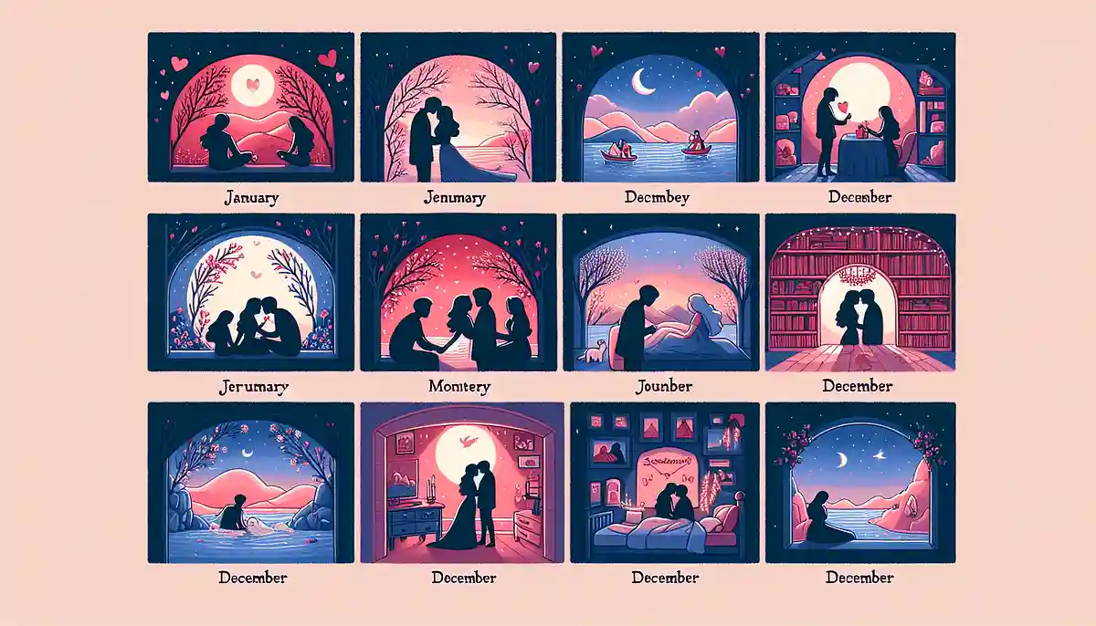 What love song features lyrics with events from January through December?