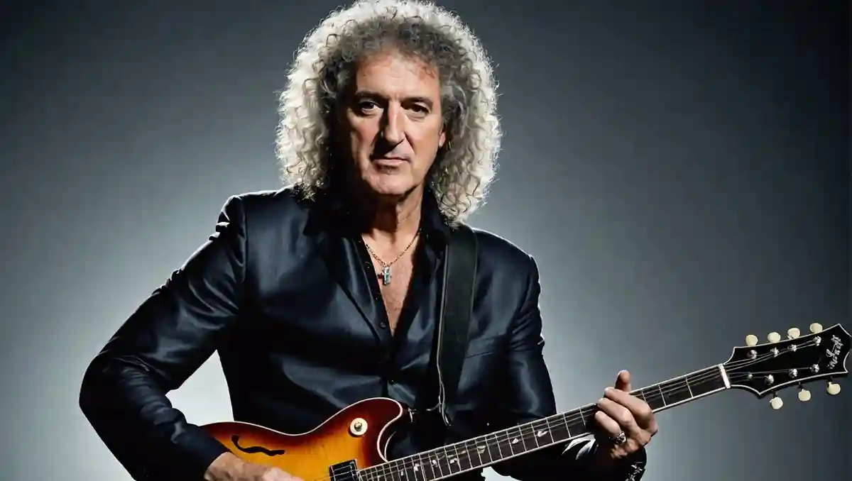 What does Brian May use to play the guitar instead of a pick?