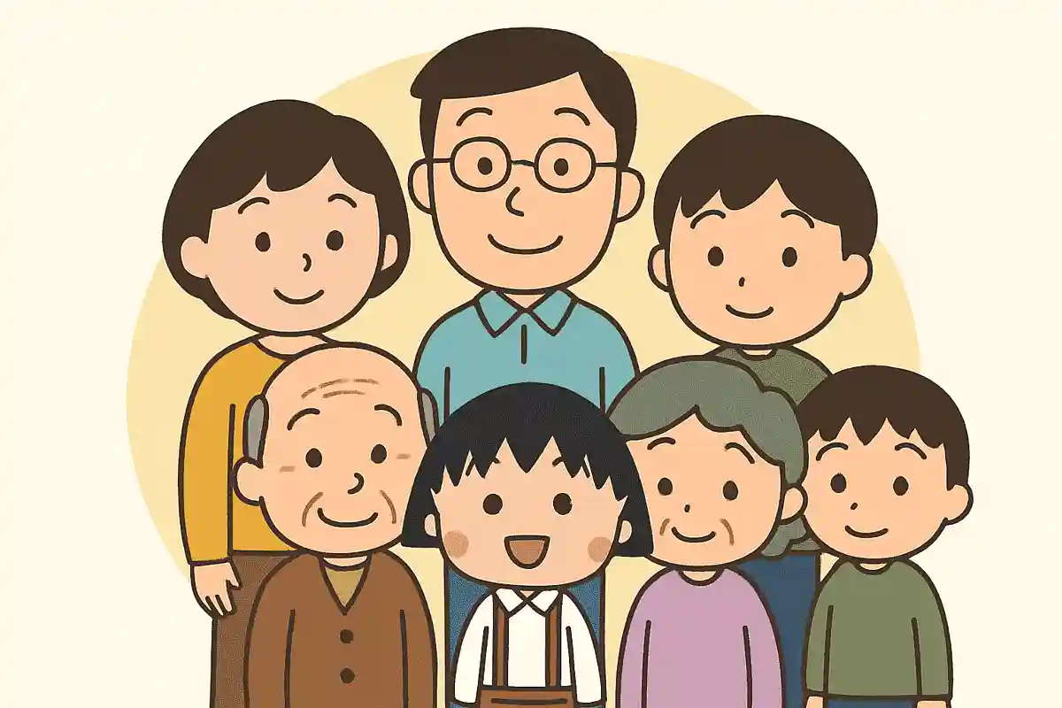 How many people are in Maruko’s family in “Chibi Maruko-chan”?
