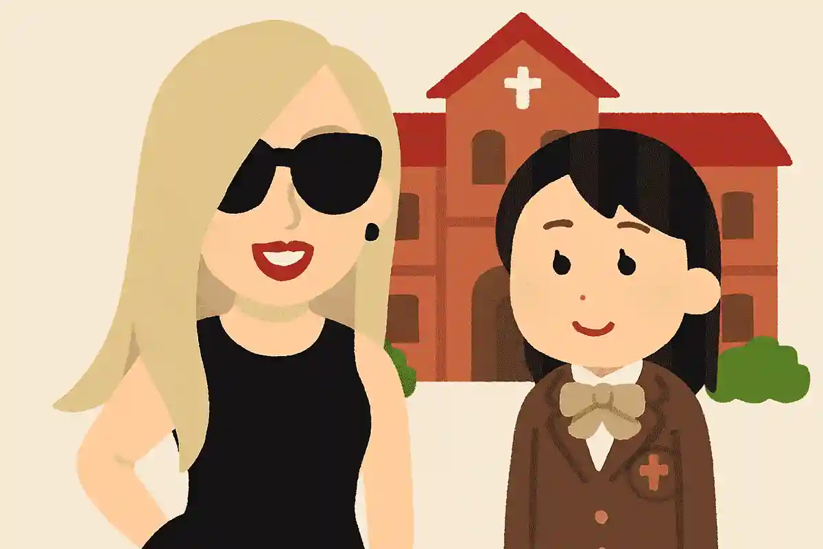 Which famous person was a classmate of Gaga at her alma mater, the prestigious girls’ school Sacred Heart School?