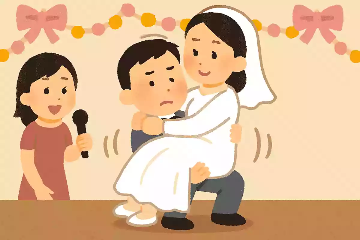 新婦をお姫様抱っこして何回スクワットできるか